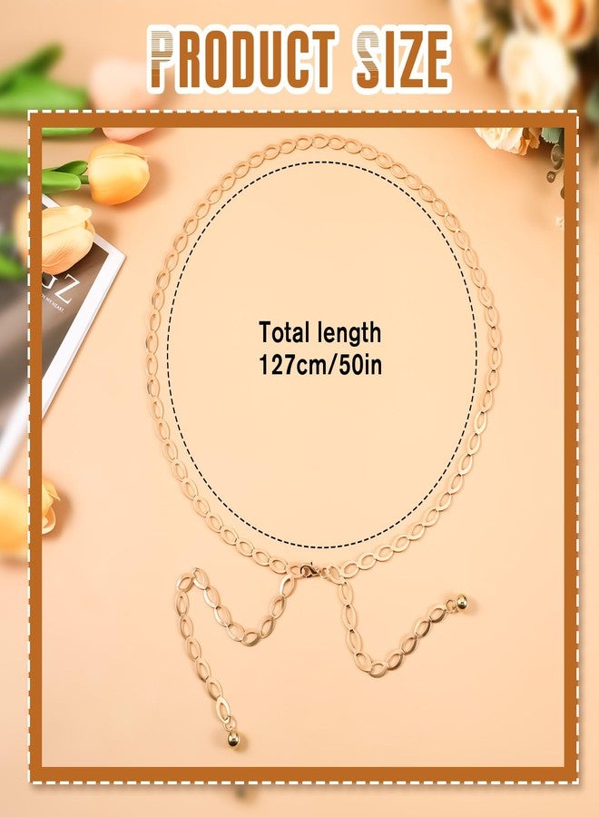 Azefnuhk Gold Chain Belt for Women, Dainty Body Link Jewelry, Adjustable Loin Chain Link Body Waist, Fashion Long Hollow Belt, Body Belly Jewelry for Jean Pants Dress (Gold) - Image 2