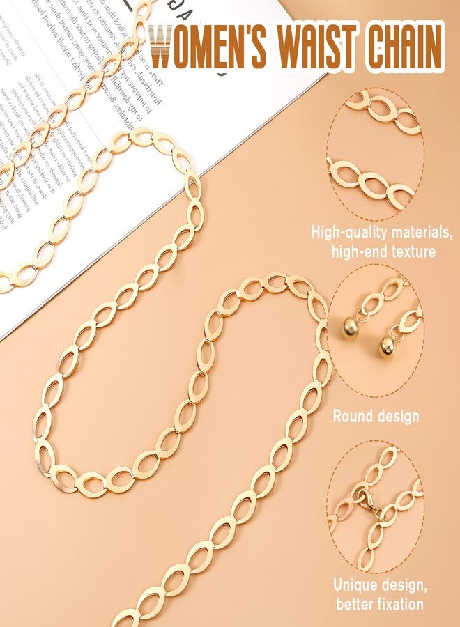 Azefnuhk Gold Chain Belt for Women, Dainty Body Link Jewelry, Adjustable Loin Chain Link Body Waist, Fashion Long Hollow Belt, Body Belly Jewelry for Jean Pants Dress (Gold) - Image 3