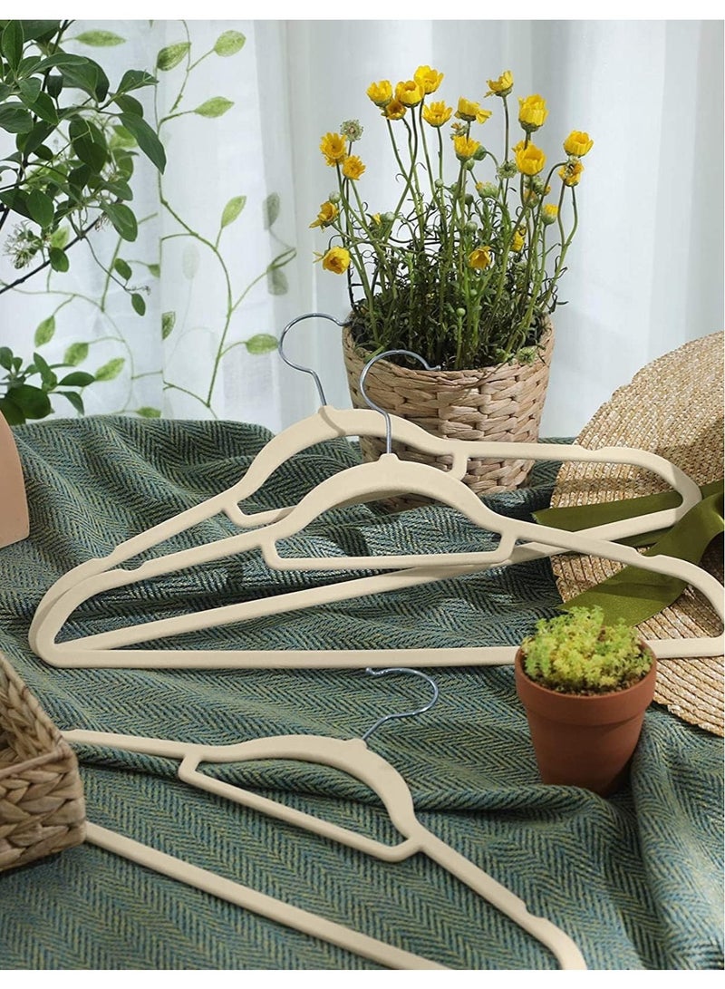ALMUFARREJ 50-Piece Non-Slip Velvet Cloth Hanger Set Beige - Image 5