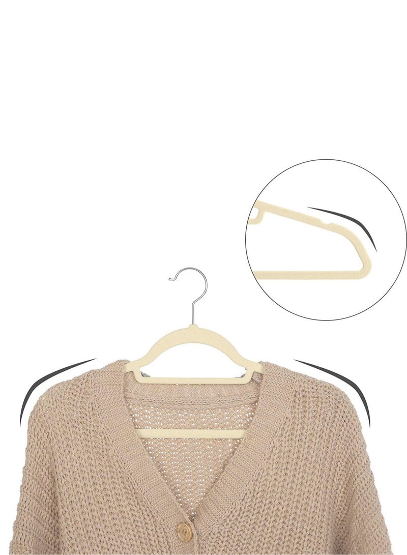 ALMUFARREJ 50-Piece Non-Slip Velvet Cloth Hanger Set Beige - Image 4