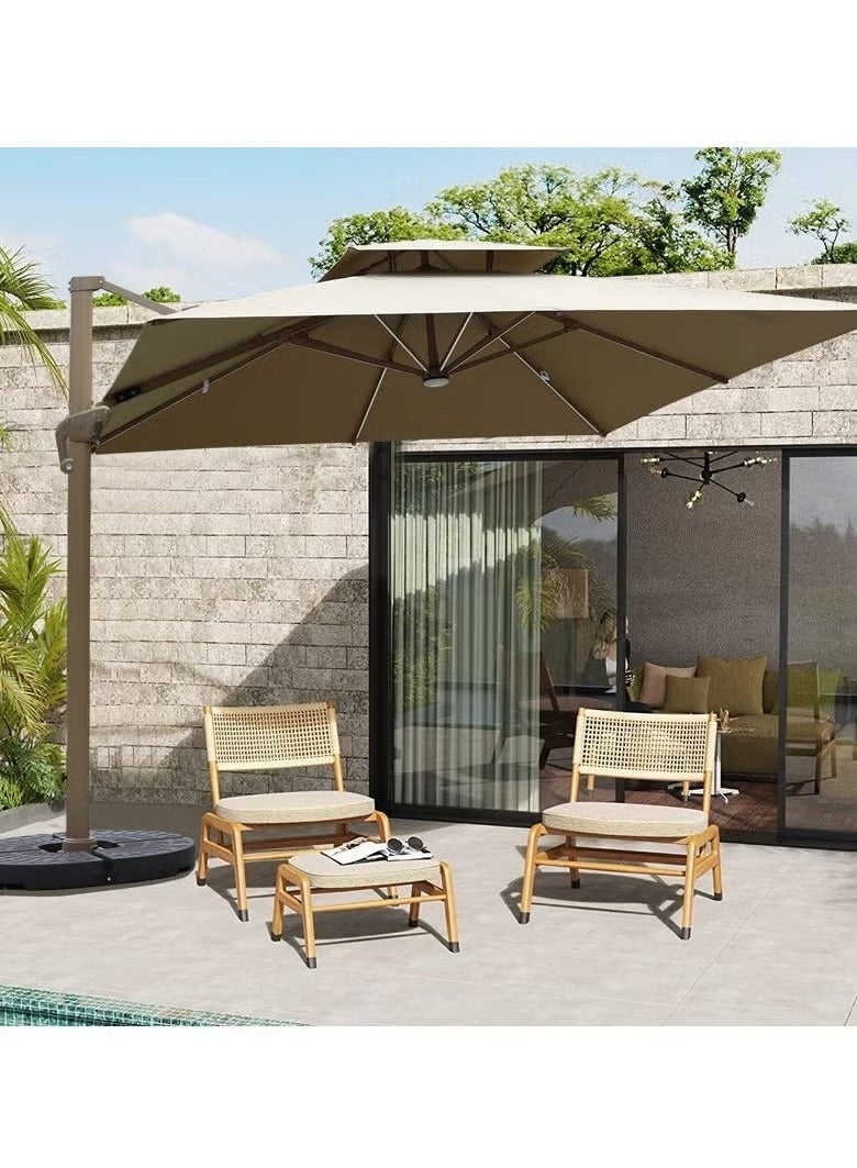 Zeno Double Layer Solar Led Bar Patio Umbrella Cantilever Canopy Heavy Duty Sunshade Waterproof Canopy with UV Protection Umbrella With Parasol Base For Garden Pool Balcony  - Image 1