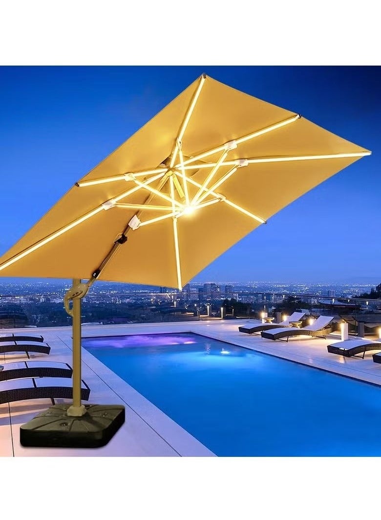 Zeno Double Layer Solar Led Bar Patio Umbrella Cantilever Canopy Heavy Duty Sunshade Waterproof Canopy with UV Protection Umbrella With Parasol Base For Garden Pool Balcony  - Image 4