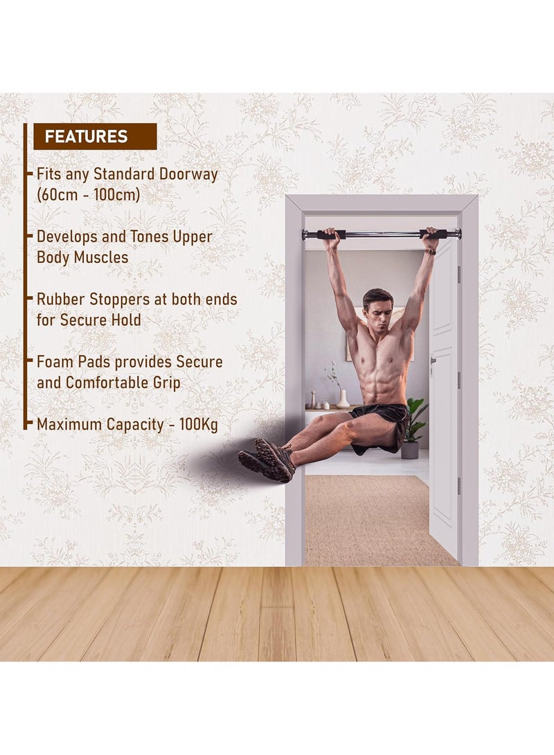 ENDLESS  Stainless Steel Pull Up Bar for Home Wall - Adjustable Grip, Anti-Skid Cushion Handles for Strength Training, Pullups, Chin-Ups, Leg Raises, Sit-Ups - Image 2