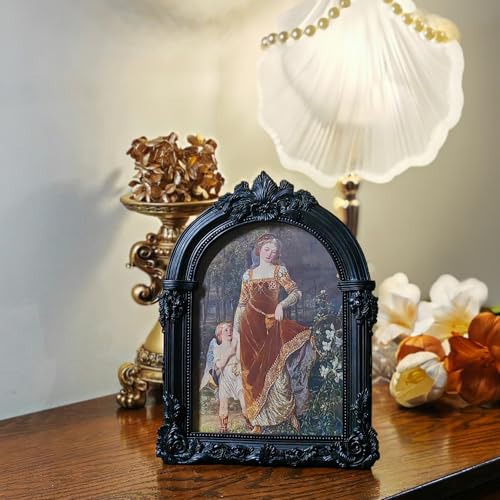 LIHOLO Black Antique Picture Frames 4x6 Ornate Arched Vintage Picture Frames with Glass Front for Wall Hanging and Tabletop Photo Gallery Wall Decor Vintage Home Decor - Image 5