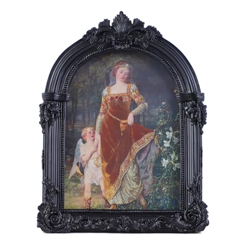 LIHOLO Black Antique Picture Frames 4x6 Ornate Arched Vintage Picture Frames with Glass Front for Wall Hanging and Tabletop Photo Gallery Wall Decor Vintage Home Decor - Image 1