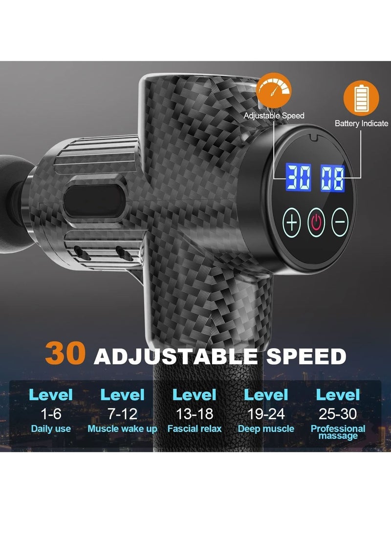 جينيكست LCD مسدس تدليك كهربائي عضلات قرع الأنسجة العميقة لتدليك استرخاء عنق الجسم للياقة البدنية - Image 3