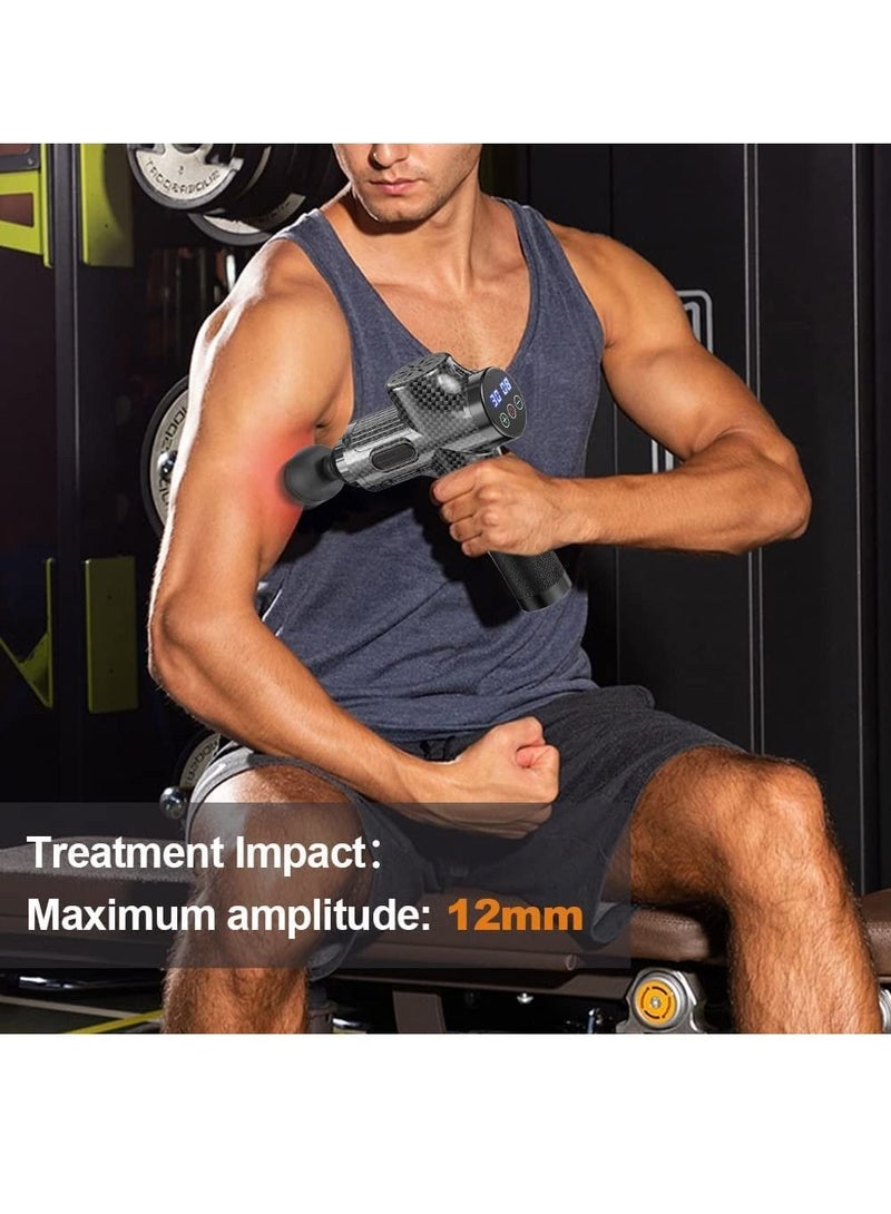 جينيكست LCD مسدس تدليك كهربائي عضلات قرع الأنسجة العميقة لتدليك استرخاء عنق الجسم للياقة البدنية - Image 5