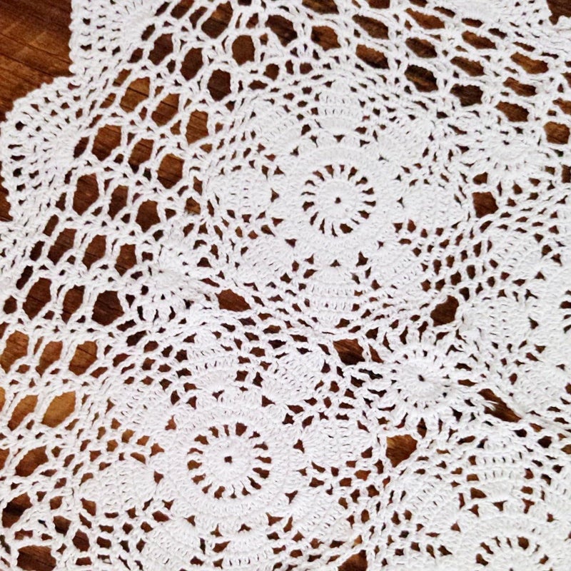 Laivigo Handmade Crochet Cotton Lace Tablecloth Placemats Doilies Doily Square19 InchWhite - Image 2