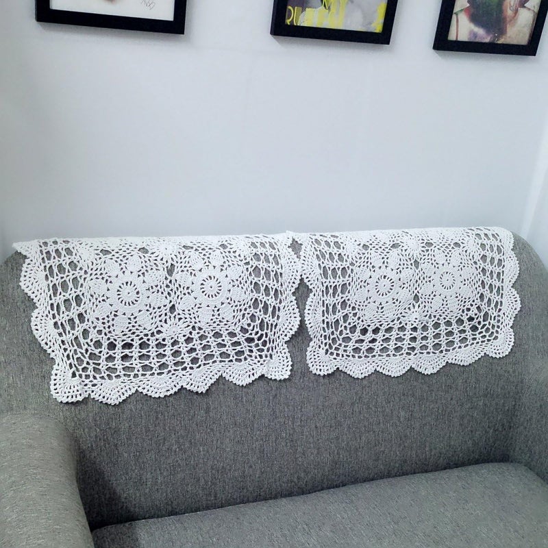Laivigo Handmade Crochet Cotton Lace Tablecloth Placemats Doilies Doily Square19 InchWhite - Image 3