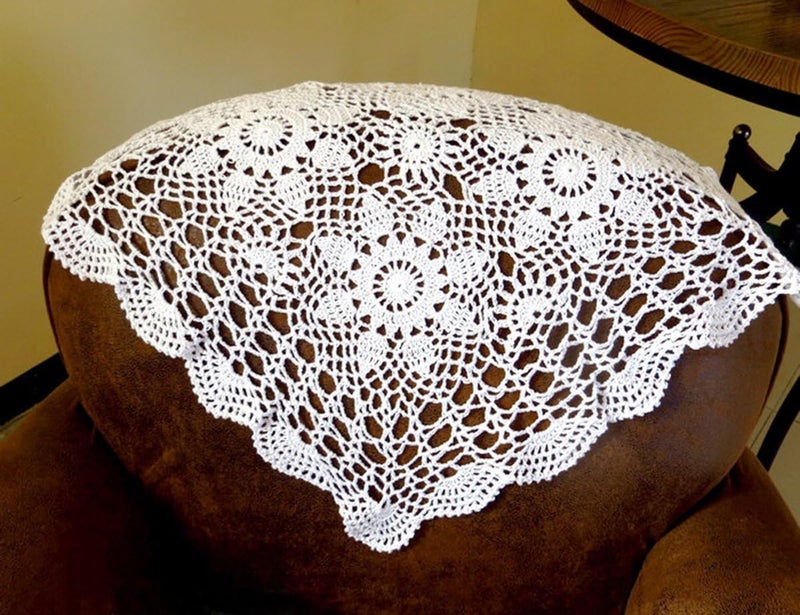 Laivigo Handmade Crochet Cotton Lace Tablecloth Placemats Doilies Doily Square19 InchWhite - Image 4