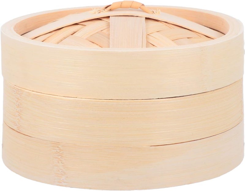 Rice Cooker Steamer 16. 5cm Natural Bamboo Steamer Basket with Lid Traditional Oriental Style Steamer Basket Food Pot Basket Steamer for Meat Dumpling Bao Bun Dim Sum Metal Steamer - Image 1