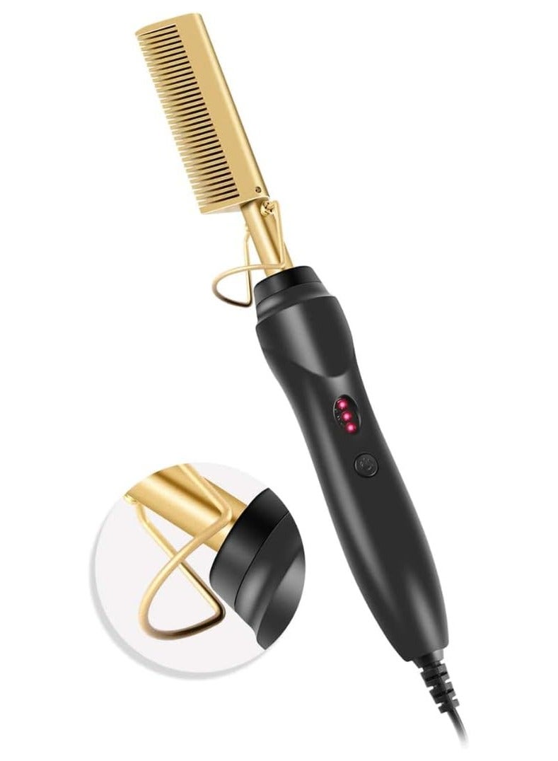 general Hair Straightener Brush, Electric Heating Comb, Portable Travel Anti-Scald Beard Straightener Press Comb, Ceramic Security Curling Iron Fast Heating Hot Comb, Anti-Scald - Image 1