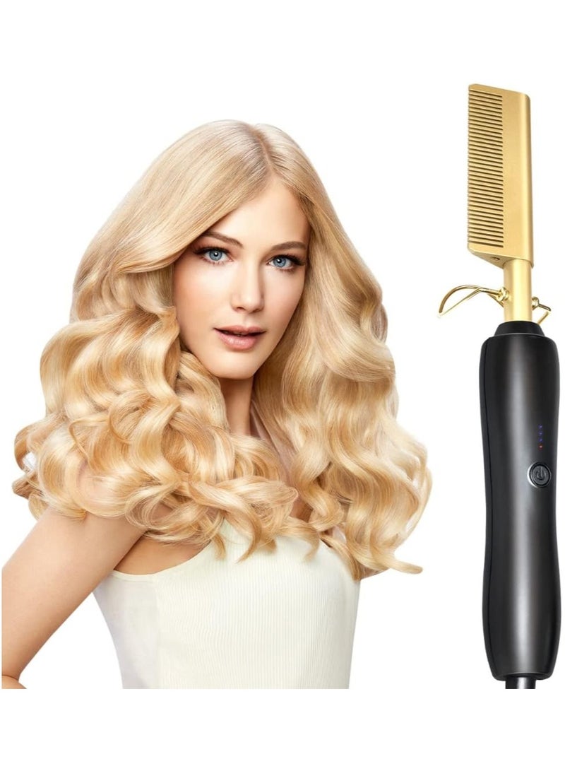 general Hair Straightener Brush, Electric Heating Comb, Portable Travel Anti-Scald Beard Straightener Press Comb, Ceramic Security Curling Iron Fast Heating Hot Comb, Anti-Scald - Image 3