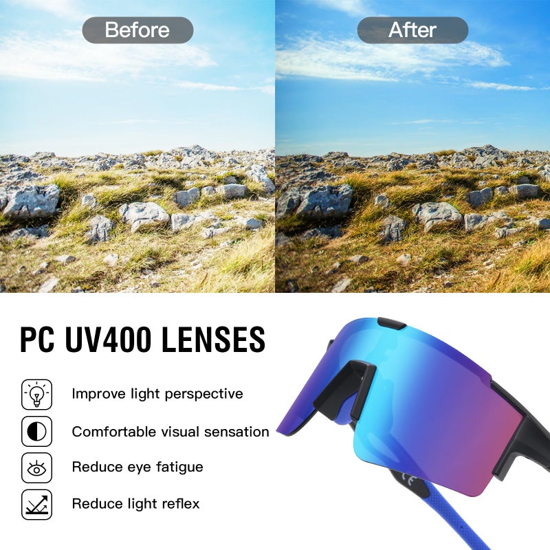 DUCO Sports Sunglasses for Men Cycling Sunglasses Youth Baseball Sun glasses Lightweight TR90 Frame Goggles DC0032 - Image 5