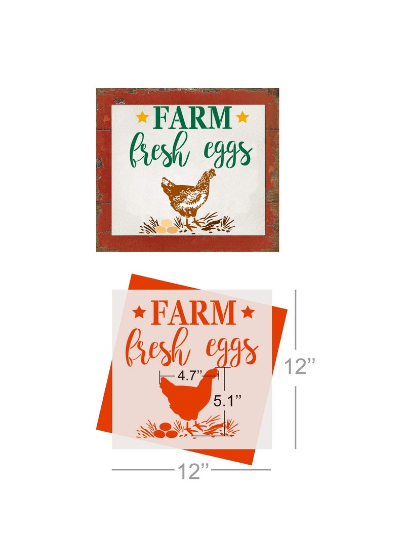 G GSS Designs GSS Designs Farm Fresh Eggs Stencil (12x12 Inch) Farm Chicken Sign for Kitchen Wood Wall Home Decor Country Rustic (SL-090)  - Image 2