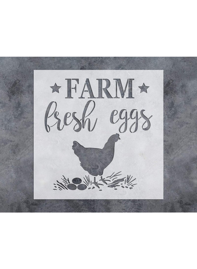 G GSS Designs GSS Designs Farm Fresh Eggs Stencil (12x12 Inch) Farm Chicken Sign for Kitchen Wood Wall Home Decor Country Rustic (SL-090)  - Image 1