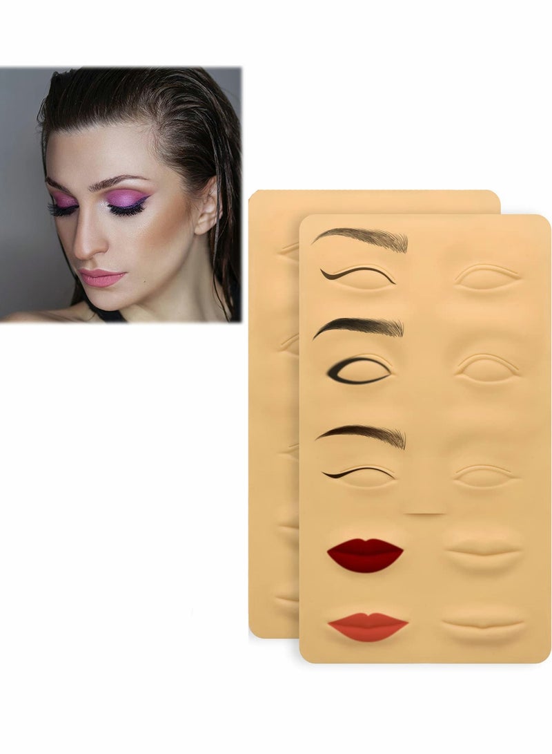 Excefore 2 PCS 3D Microblading Practice Skin for Eyebrows Lips Permanent Cosmetic Makeup Training Fake Beginners and Experienced Artists - Image 1