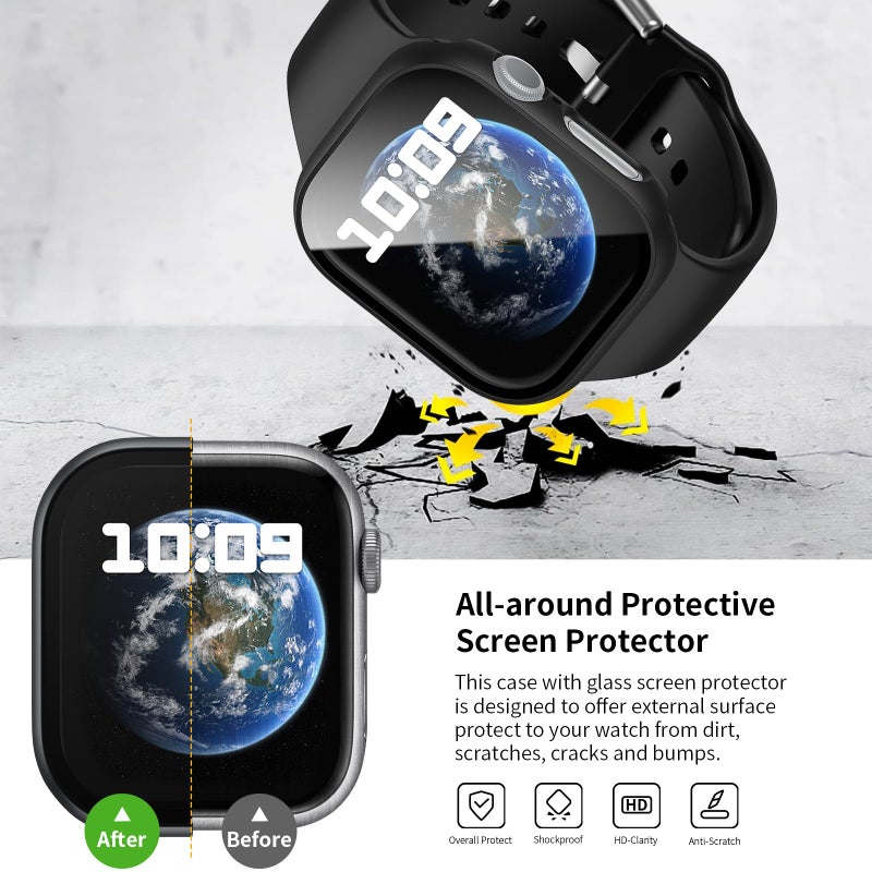 Rontion 6 Pack Hard PC Case Compatible with Apple Watch Series 11/10 42mm with Tempered Glass Screen Protector, Ultra-Thin Scratch Resistant Protective Bumper Covers for iWatch 11/10 42mm Accessories - Image 3