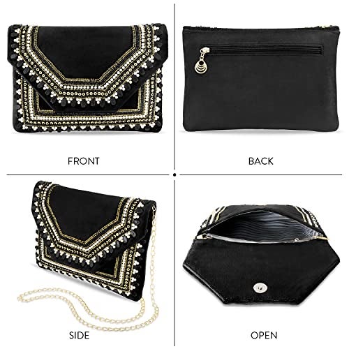 Aheli Clutch Women's Purse Bridal Bag for Casual Detachable Strap Evening Sling Bag Gift for Women - Image 4