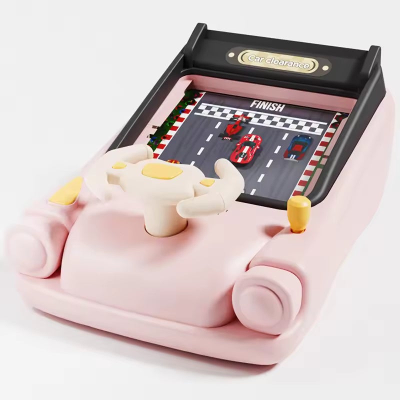 Racing Console: Pink ABS Plastic, 21×29×13CM, Realistic Driving Simulation, Interactive Racing Game - Enhance Hand-Eye Coordination, Multiple Musical Sound Effects, for Children and All Ages Tabletop - Image 1
