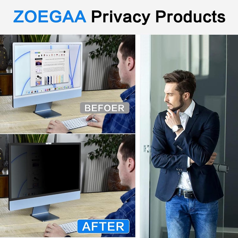 ZOEGAA فلتر شاشة الخصوصية القابل للإزالة لجهاز iMac بحجم 24 بوصة (2021-2024، شريحة M1، M3، M4)، شاشة خصوصية لجهاز الكمبيوتر لجهاز iMac بحجم 24 بوصة وفلتر مضاد للتجسس ومضاد للوهج الأزرق - Image 5