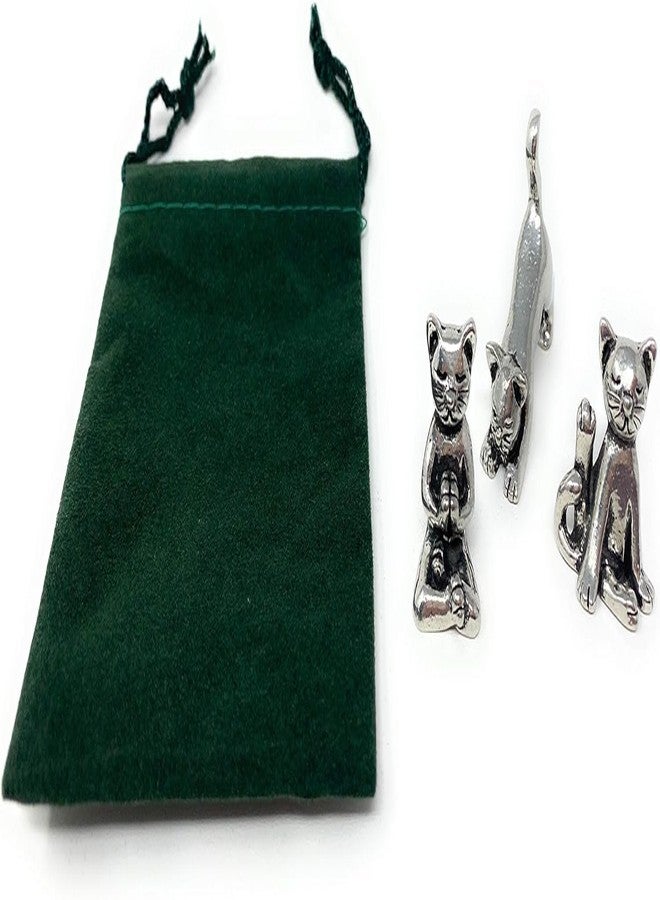 Basic Spirit Yoga Cat Figurine Set (Pewter)-Mini 3 pc. Set - Image 3