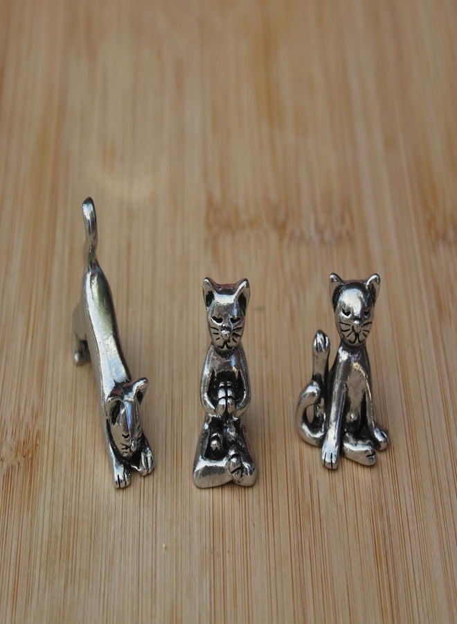 Basic Spirit Yoga Cat Figurine Set (Pewter)-Mini 3 pc. Set - Image 5