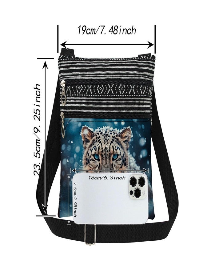 XiaoGalaee Snow Leopard Print Crossbody Bag Adjustable Shoulder Strap Messenger Bag for Wildlife Enthusiasts Winter Gift Birthday Surprise​​ for Nature Adventure Lover Men Friend Sister - Image 4