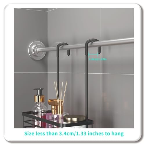 HapiRm Hanging Shower Caddy Organizer - No Drilling Shower Organizer with Hooks, Rustproof & Waterproof 304 Stainless Steel Bathroom Shelves - Black - Image 5