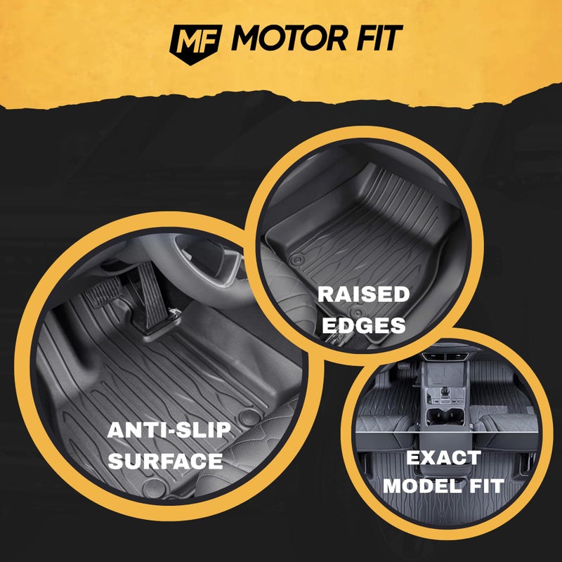 MOTOR FIT 3D All-Weather Car Floor Mats for BYD Sealion 7 EV 2025-2026 | 4-Piece Waterproof Set with Anti-Slip Backing & Raised Edges | Interior Accessories for BYD Sealion 7 EV - Image 4