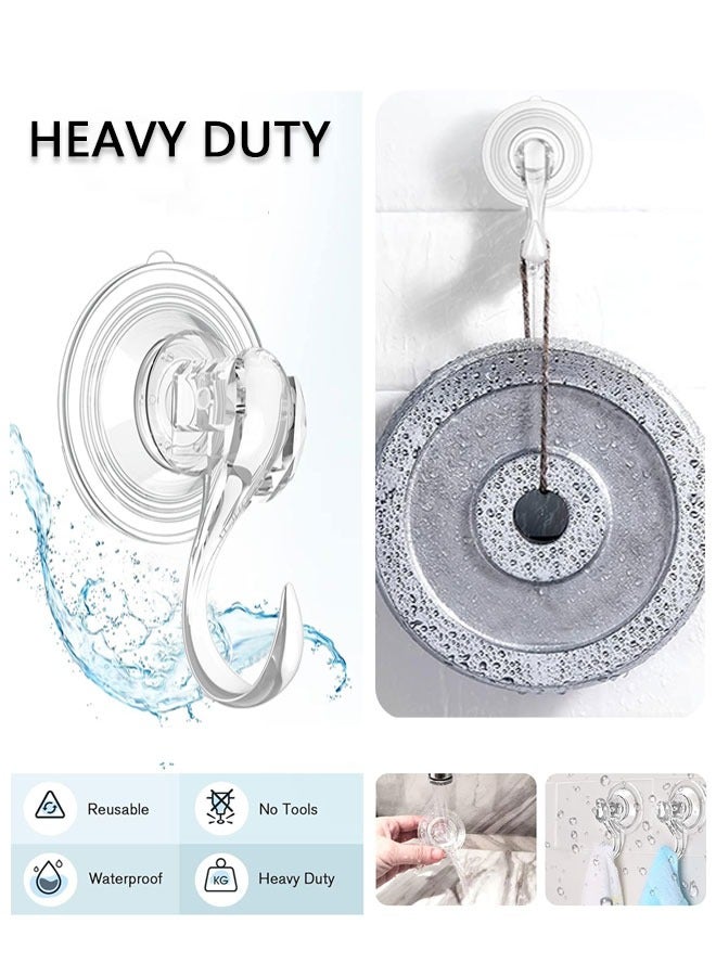 وهاواي 4 Pack Clear Suction Cup Hooks Plastic Heavy Duty Waterproof Vacuum Sucker Hangers Removable Plastic Hook Cup Holds up to 3KGS for Kitchen Bathroom Door  - Image 3