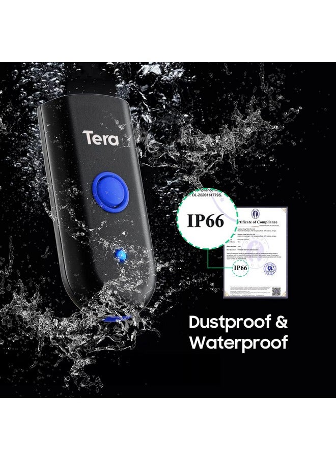 Tera - Wireless Barcode Scanner 1D Laser Mini Pocket Waterproof Scanner 3In1 Compatible With Bluetooth Usb Wired Portable Bar Code Reader For Supermarket Logistics Work With Ios Windows Android 1100L - Image 1