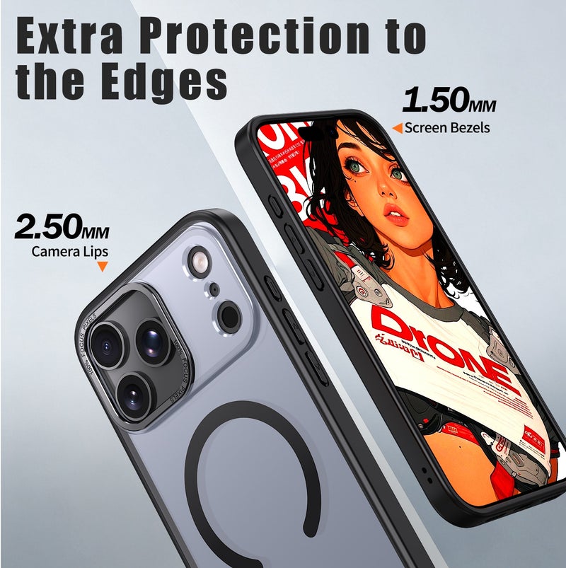 for iPhone 17 Pro Max Case Compatible with MagSafe,Magnetic Phone Case for iPhone 17 Pro Max,Skin-Friendly Hybrid TPU Hard Back Matte Cover,N52 Built-in Magnets,Metal Camera Frame Shockproof Case Black - Image 4