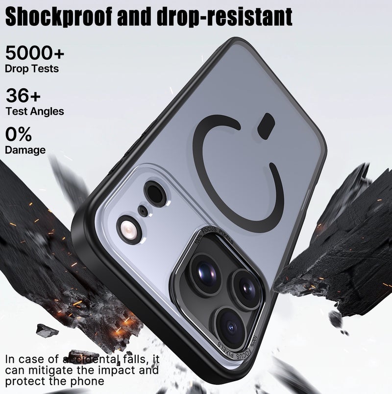 for iPhone 17 Pro Max Case Compatible with MagSafe,Magnetic Phone Case for iPhone 17 Pro Max,Skin-Friendly Hybrid TPU Hard Back Matte Cover,N52 Built-in Magnets,Metal Camera Frame Shockproof Case Black - Image 3