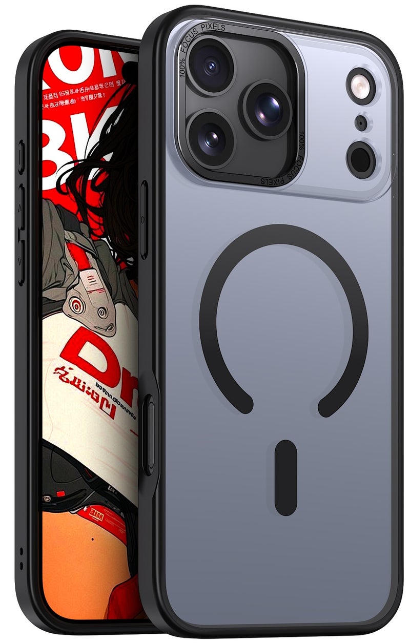 for iPhone 17 Pro Max Case Compatible with MagSafe,Magnetic Phone Case for iPhone 17 Pro Max,Skin-Friendly Hybrid TPU Hard Back Matte Cover,N52 Built-in Magnets,Metal Camera Frame Shockproof Case Black - Image 1