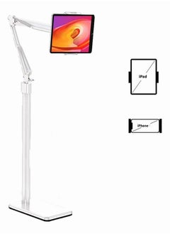 SINCHER Agility 2 in 1 Tablet Stand Holder Adjustable for Bed Desk Phone Stand Holder Floor Stand for 4.6-11.10''(White)  - Image 1