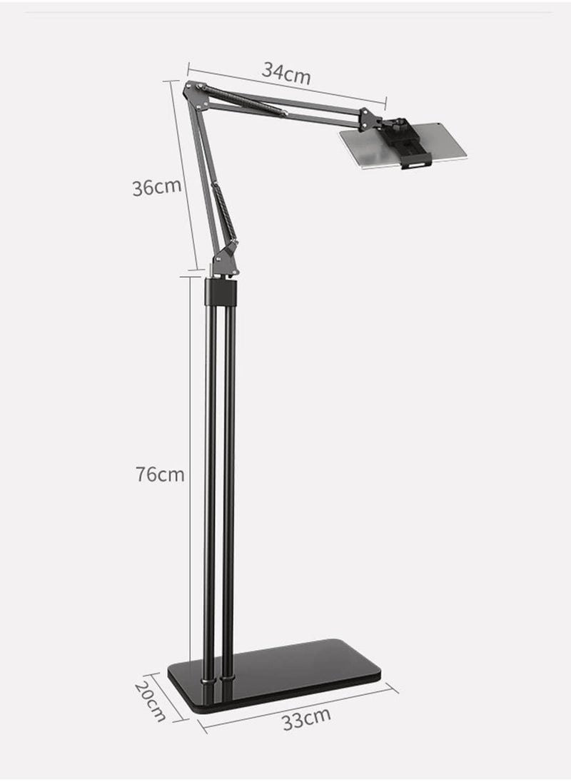 SINCHER - Agility 2 in 1 Tablet Stand Holder Adjustable for Bed Desk Phone Stand Holder Floor Stand for 4.6-11.10''(White) - Image 1