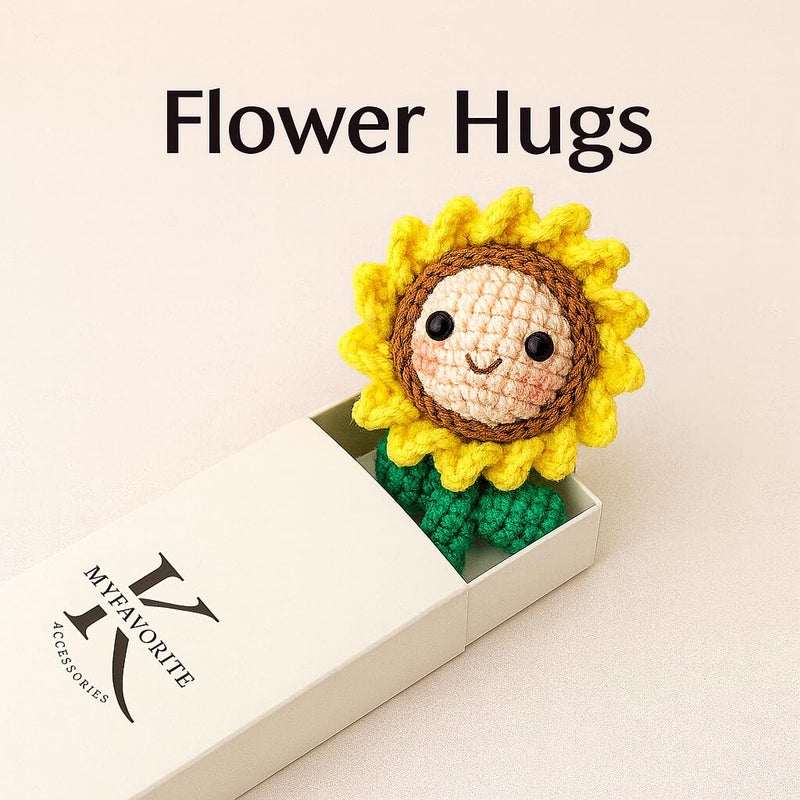 MyfavoriteK Handmade Crochet Sunflower Keychain for Women Girls, Handbag Purse Charm Cute Key Chain for Car Keys Smiley Gift (Sunflower) - Image 4
