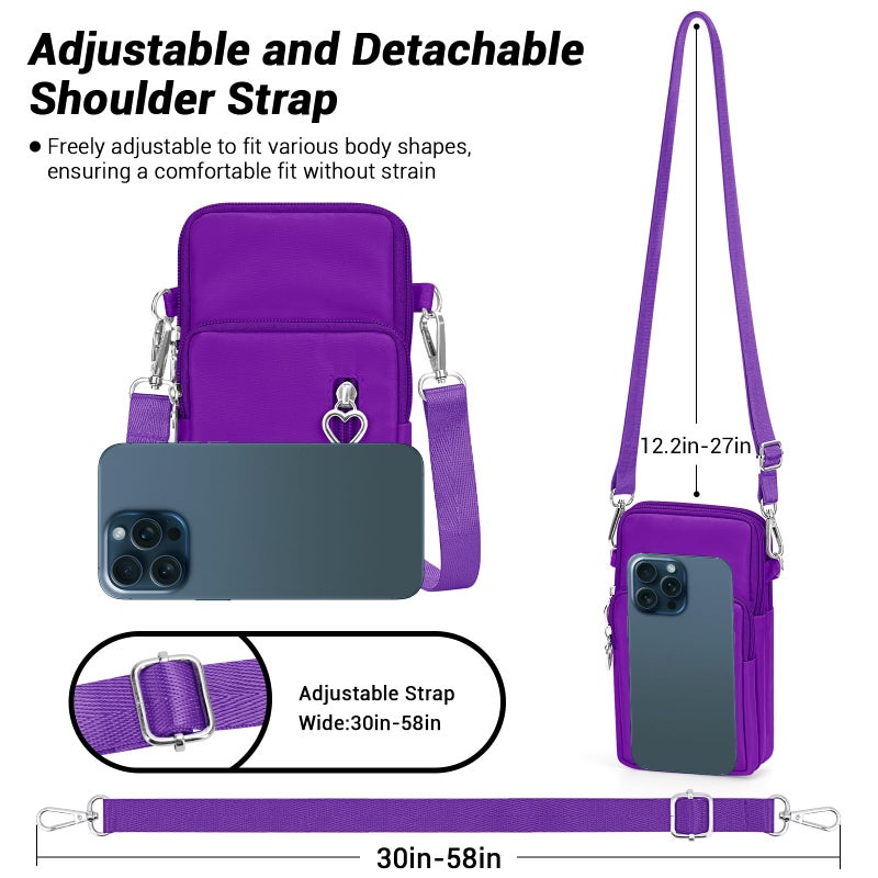 YINHEXI Small Crossbody Bags for Women Trendy, Mini Triple Compartment Cell Phone Crossbody Wallet Purses (Purple-2) - Image 5