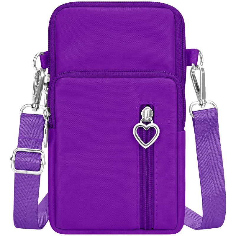 YINHEXI Small Crossbody Bags for Women Trendy, Mini Triple Compartment Cell Phone Crossbody Wallet Purses (Purple-2) - Image 1