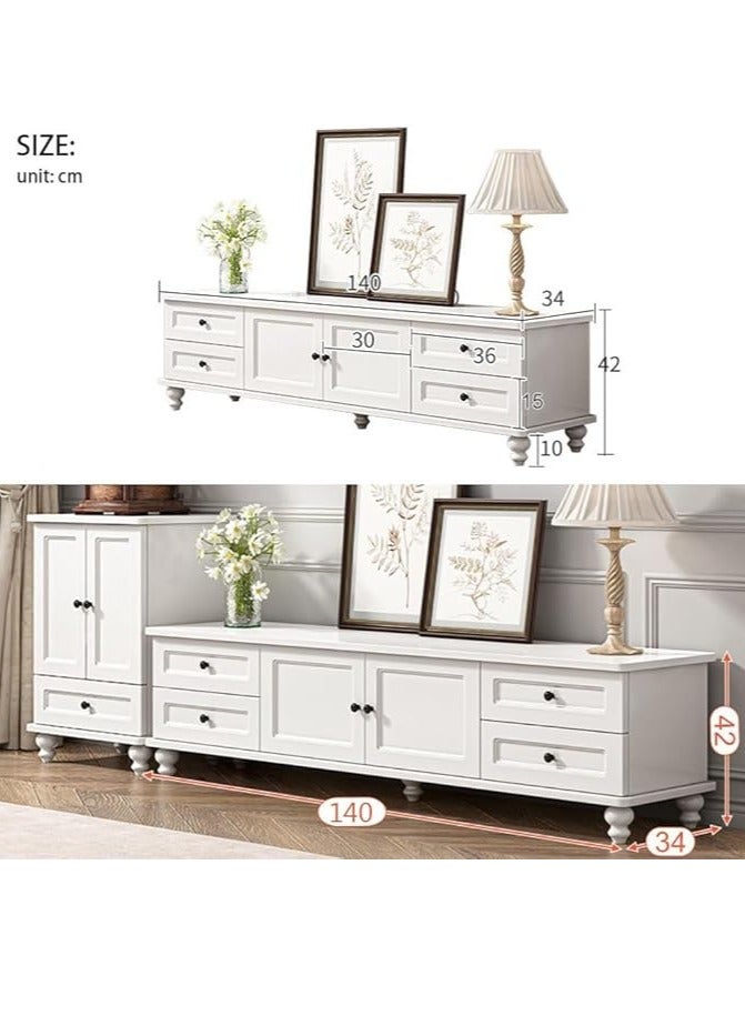 Generic Modern TV Cabinet TV Table TV Stand with 4 Draws and 2 Doors Storage Cabinet TV Entertainment Center for Living Room Bedroom(140*34*42cm)  - Image 2