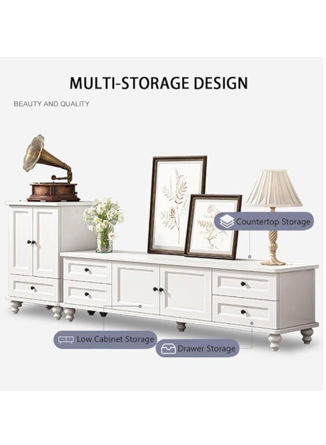 Generic Modern TV Cabinet TV Table TV Stand with 4 Draws and 2 Doors Storage Cabinet TV Entertainment Center for Living Room Bedroom(140*34*42cm)  - Image 3