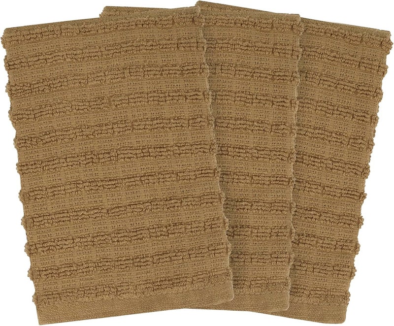 Ritz Royale Collection 100% Combed Terry Cotton, Highly Absorbent, Kitchen Dish Cloth Set, 13-3/4" x 12", 3-Pack, Solid, Mocha Brown - Image 2