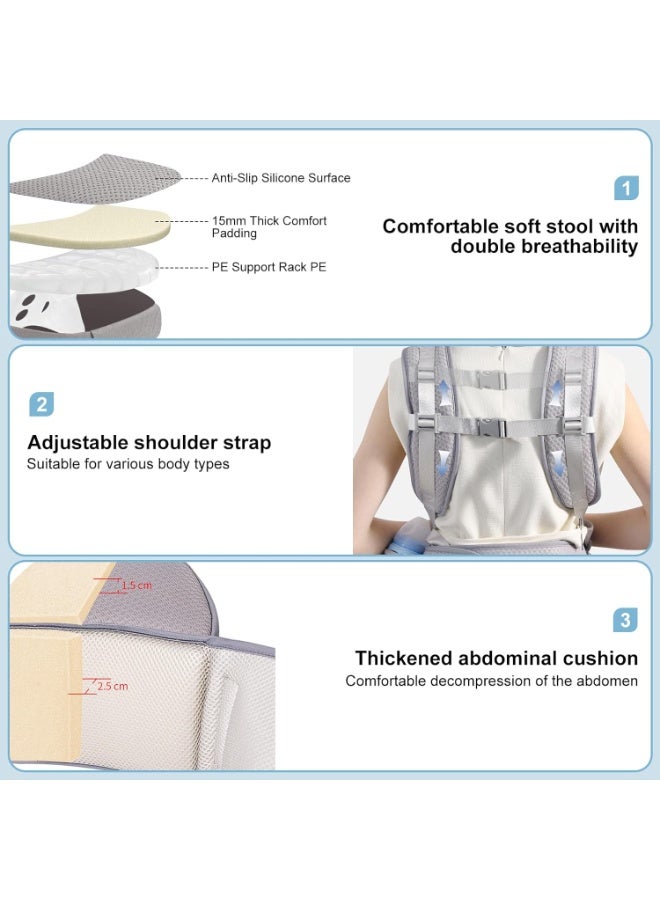 Stanew Baby Carrier Hip Seat & Head Hood, Breathable Detachable Infant Carrier, Adjustable Shoulder Straps, Waist Size up to 120cm for 0-48 Months Baby, Max Load 25kg - Image 2