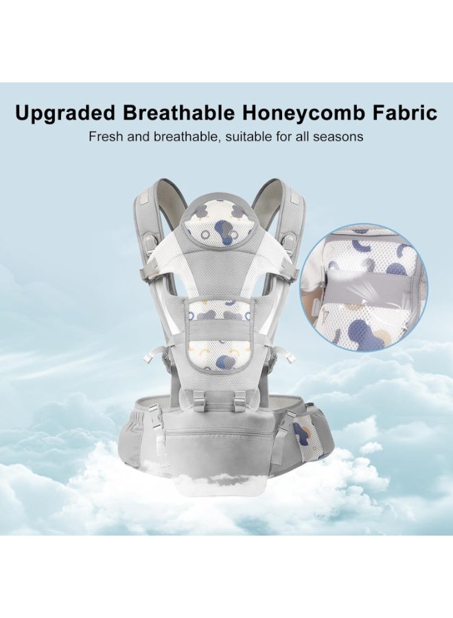 Stanew Baby Carrier Hip Seat & Head Hood, Breathable Detachable Infant Carrier, Adjustable Shoulder Straps, Waist Size up to 120cm for 0-48 Months Baby, Max Load 25kg - Image 3