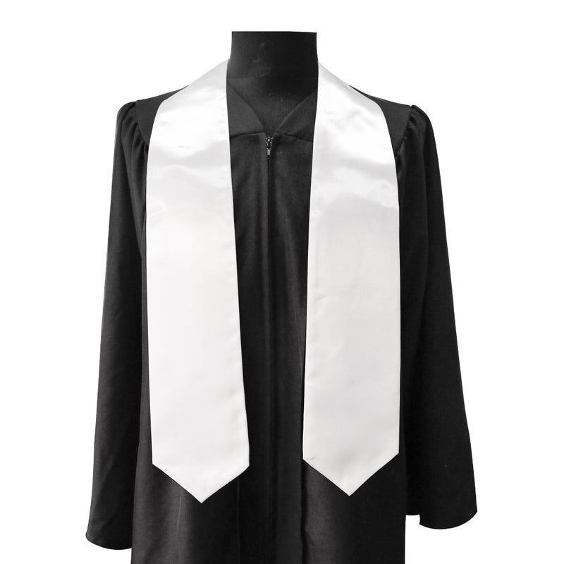 GraduationMall ستول تخرج بسيط للبالغين من جرايدويشن مال 60" أبيض - Image 2