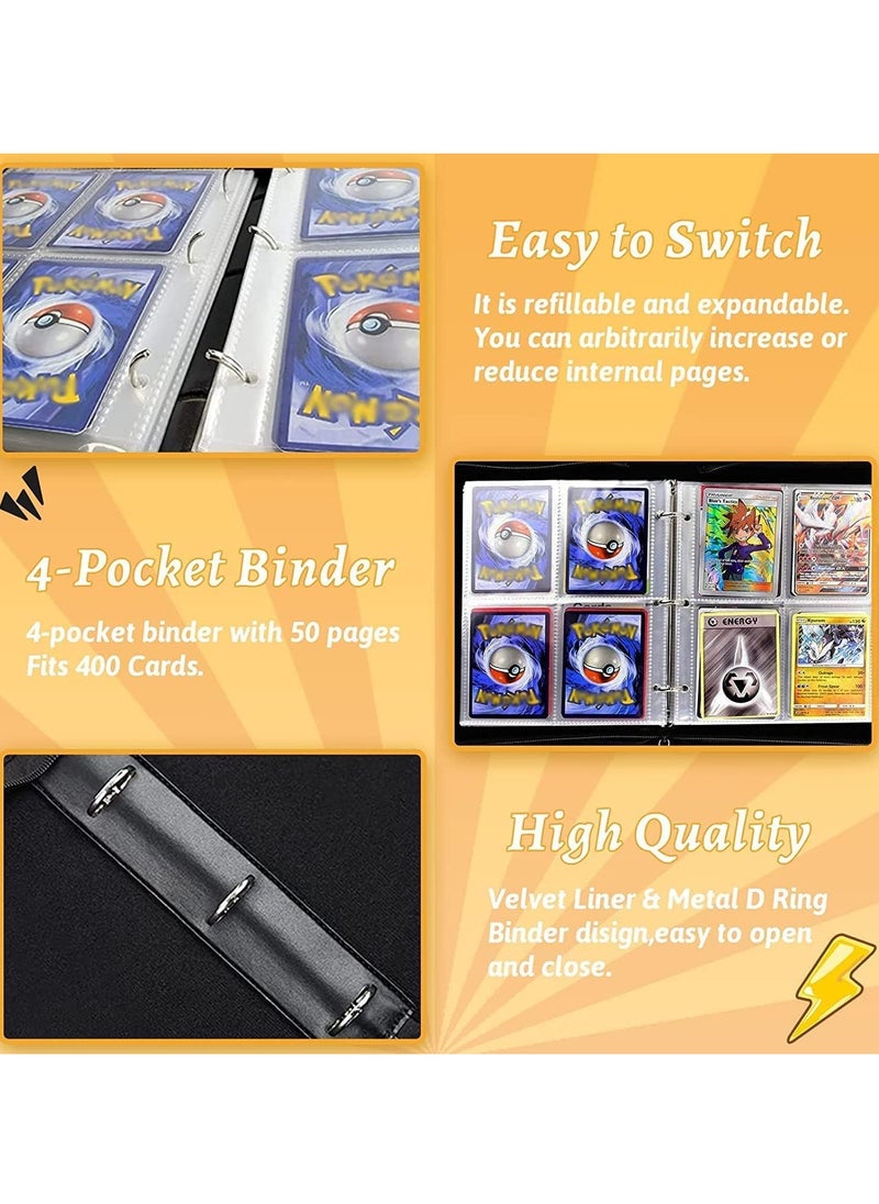 DMG TECH Binder Cards with Sleeves, 4-Pocket Trading Card Binder,400 Pockets Card Collection Binder,Collector Card Binder Card Album for Boys Girls Toys Gift  - Image 5