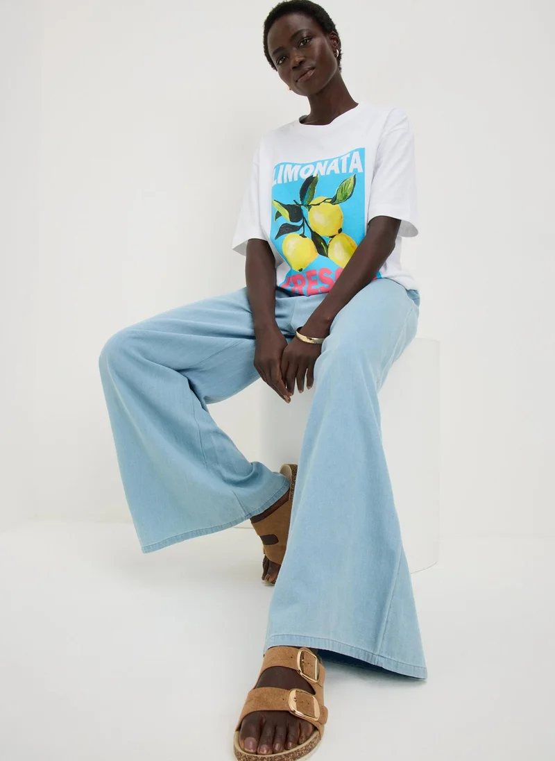 ماتلان White Limonata Graphic Oversized T-Shirt