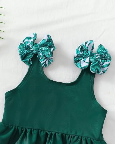 Mioglrie Toddler Girl Bathing Suit Infant Baby Girl Swimsuit 18-24 Month 2 Piece Green Hawaiian Baby Girl's Bikini Summer Swimwear Beach Tankini Set - Image 2