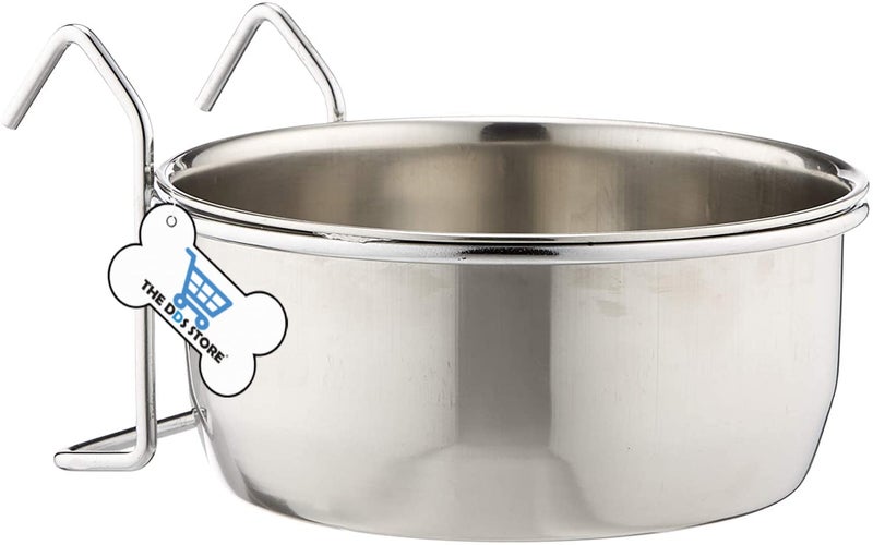 THE DDS STORE Stainless Steel Hanging Bowl: 500ml, 4pcs. For bird food, water, and seeds. Suitable for parrots, macaws, budgies, and more. Includes hook holder. Size: 15 x 10 x 10 cm. - Image 4